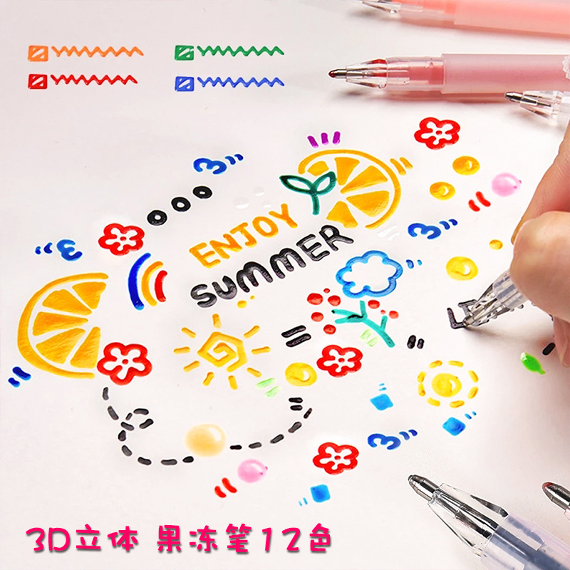 Gel Ink Pen Set - Stylo à ongles 3D à effet