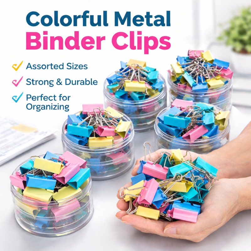 Binder Clip Assorted - Clips de reliure en métal longs