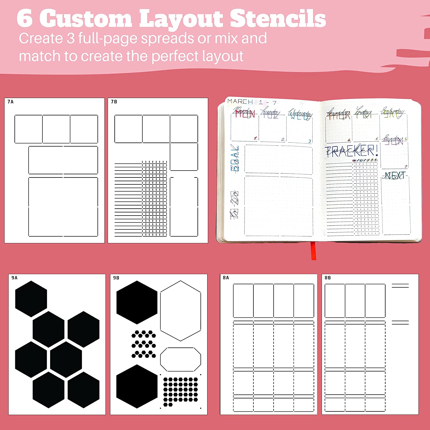 Notebook Dotted A5 - Pochoirs en plastique réutilisables pour carnet