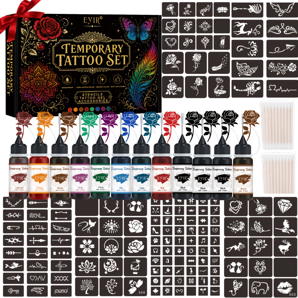 Gel Ink Pen Set - Kit de tatouage temporaire au henné
