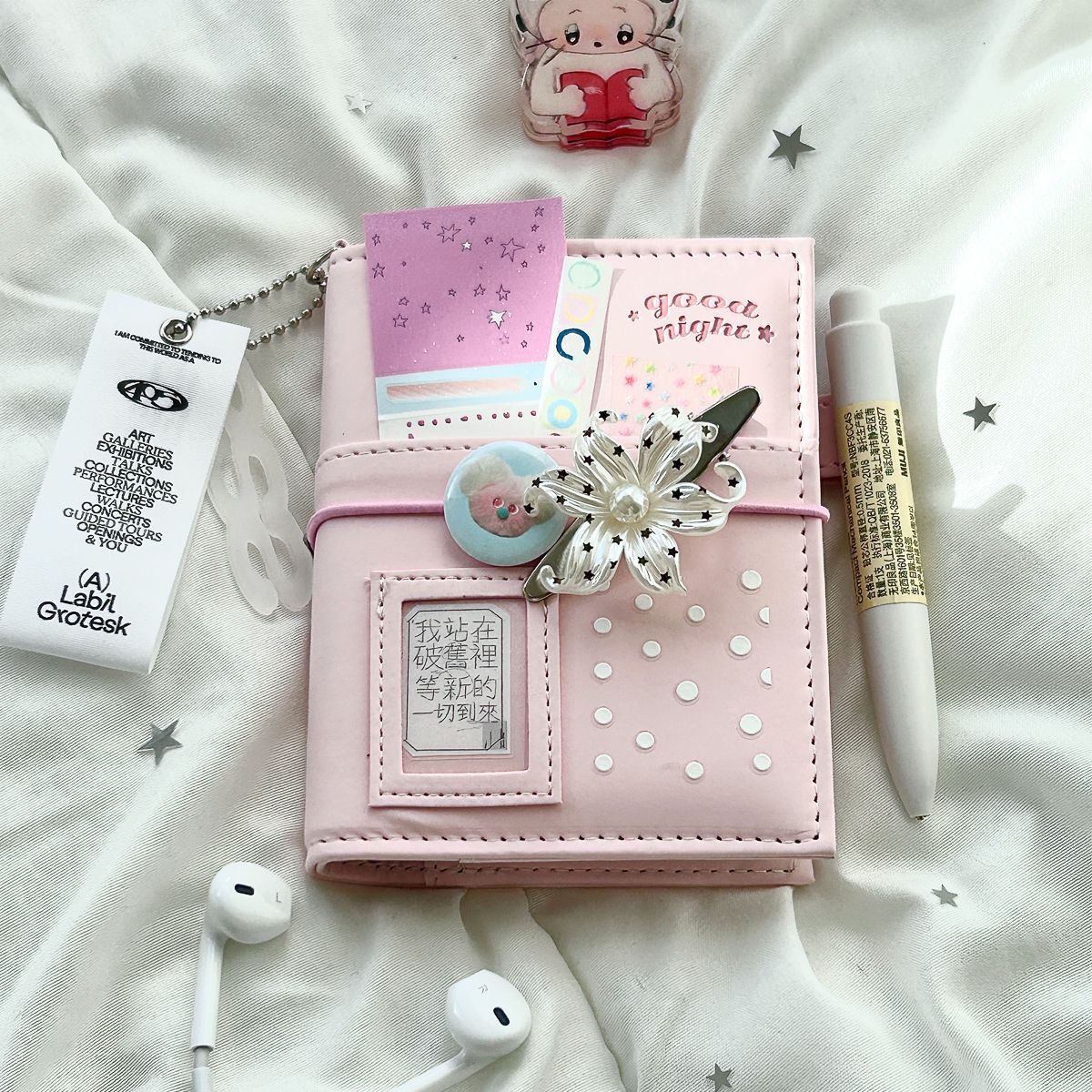 Journal Leather Hardcover - Carnet à couverture rigide rose M5