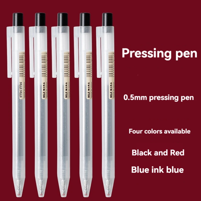 Muji Stationery Gel Pen - Stylo Gel à pression 0.5mm, bleu/noir/bleu